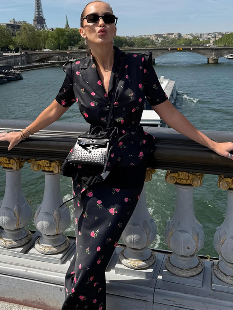 Mens Fashion Blazer - Floral Blazer Coat Skirt Sets Women