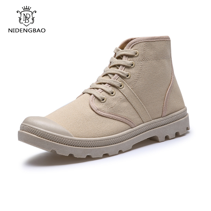 Mens Fashion Combat Boots - Men Boots New Casual Canvas Shoes