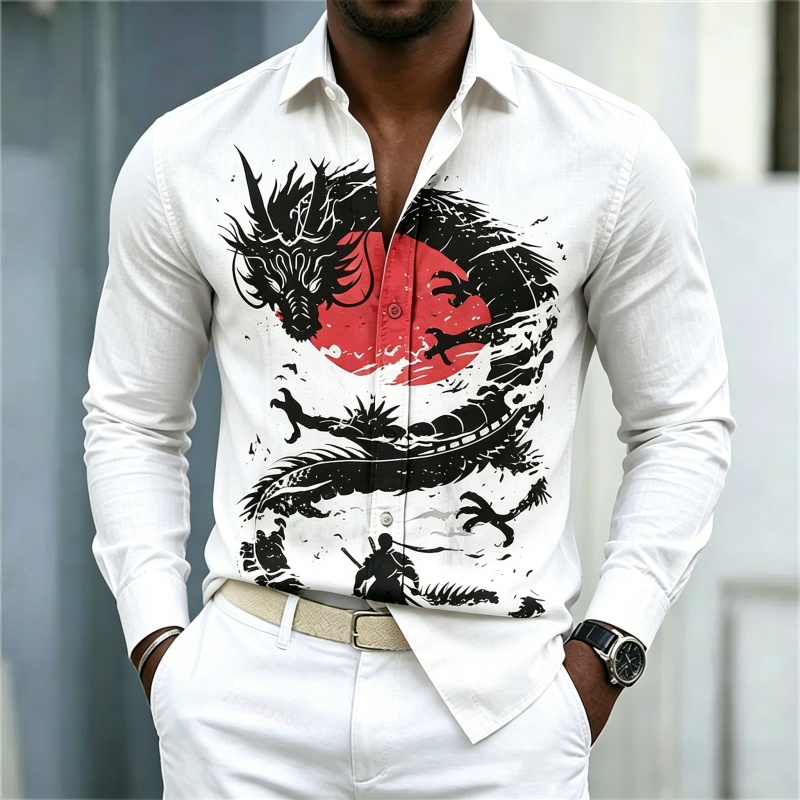 Men'S Fashion Course - 2026 New Men's Shirt White Black