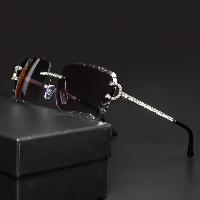 Men'S Fashion Glasses - Fashion Rimless Square Sunglasses Vintage Diamond