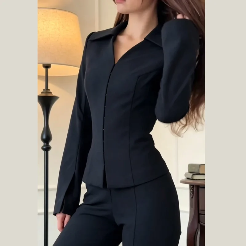 Slim Fit Blazer Men - Elegant Women 2‑piece Business Suit Fitted
