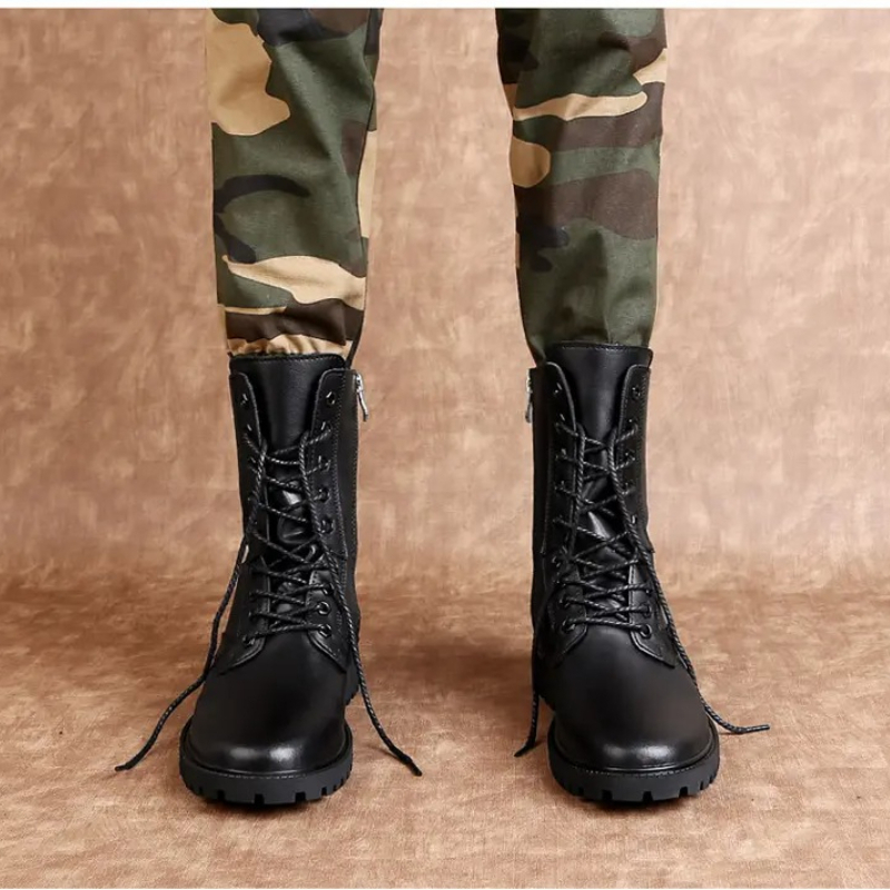 Men Mid Calf Leather Combat Bo - đánh giá và giá Mens Fashion Combat Boots