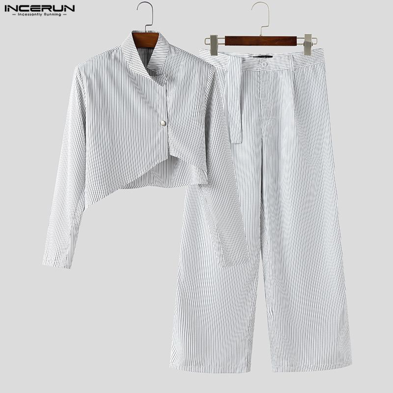 INCERUN Men Sets Striped Elega - đánh giá và giá Mens Fashion Blazer