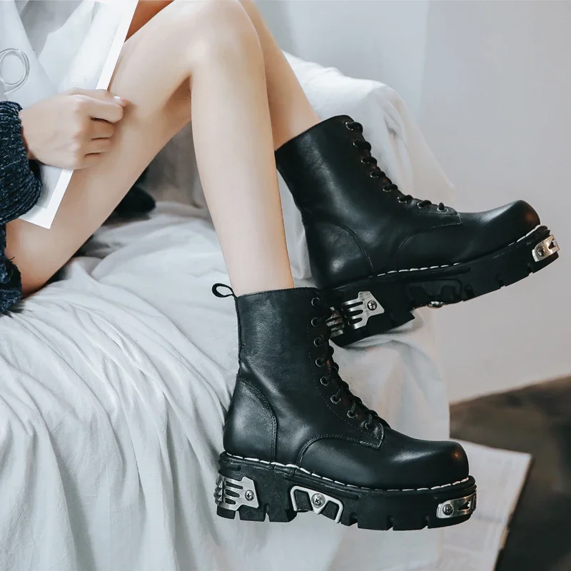 New Fashion Punk Men's Genuine - đánh giá và giá Mens Fashion Combat Boots