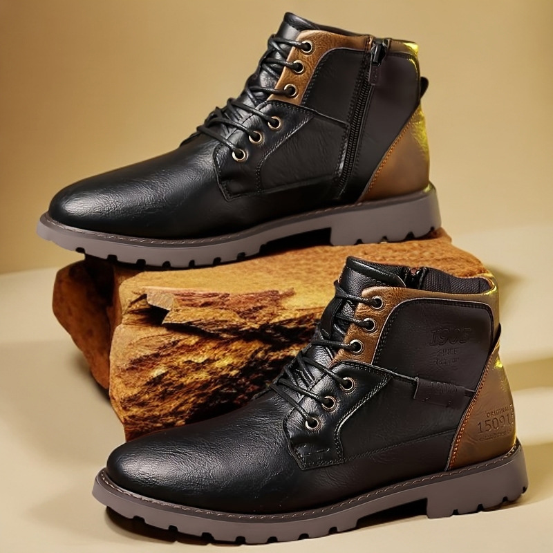 Leather Men Ankle Boots Plus S - đánh giá và giá Mens Fashion Combat Boots