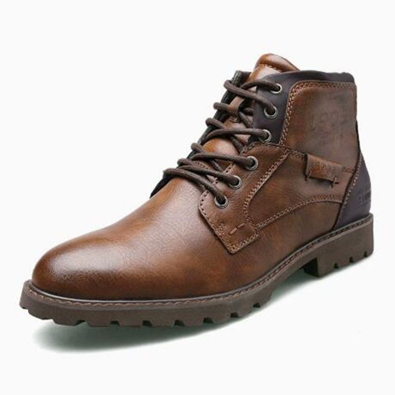 Leather Men Ankle Boots Plus S - đánh giá và giá Mens Fashion Combat Boots