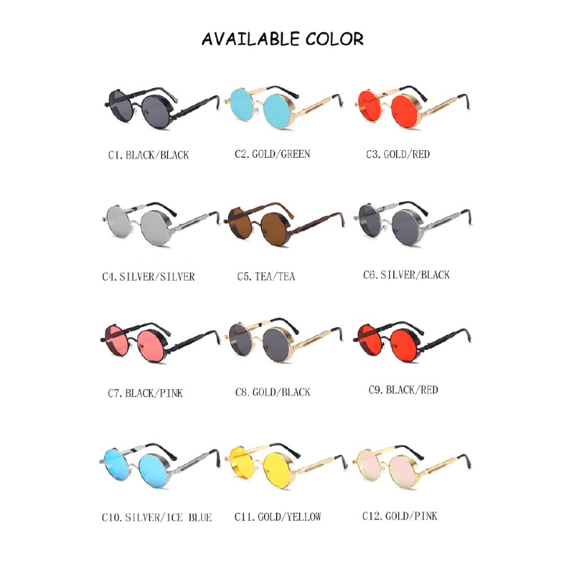 Metal Steampunk Sunglasses Men - đánh giá và giá Men'S Fashion Round Glasses