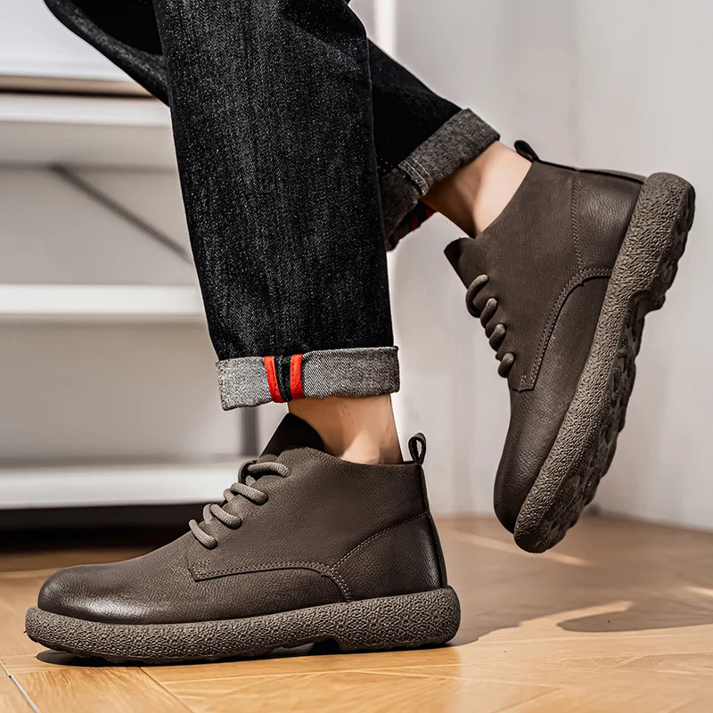 Men Ankle Boots Brown Short Bo - đánh giá và giá Men'S Fashion Course