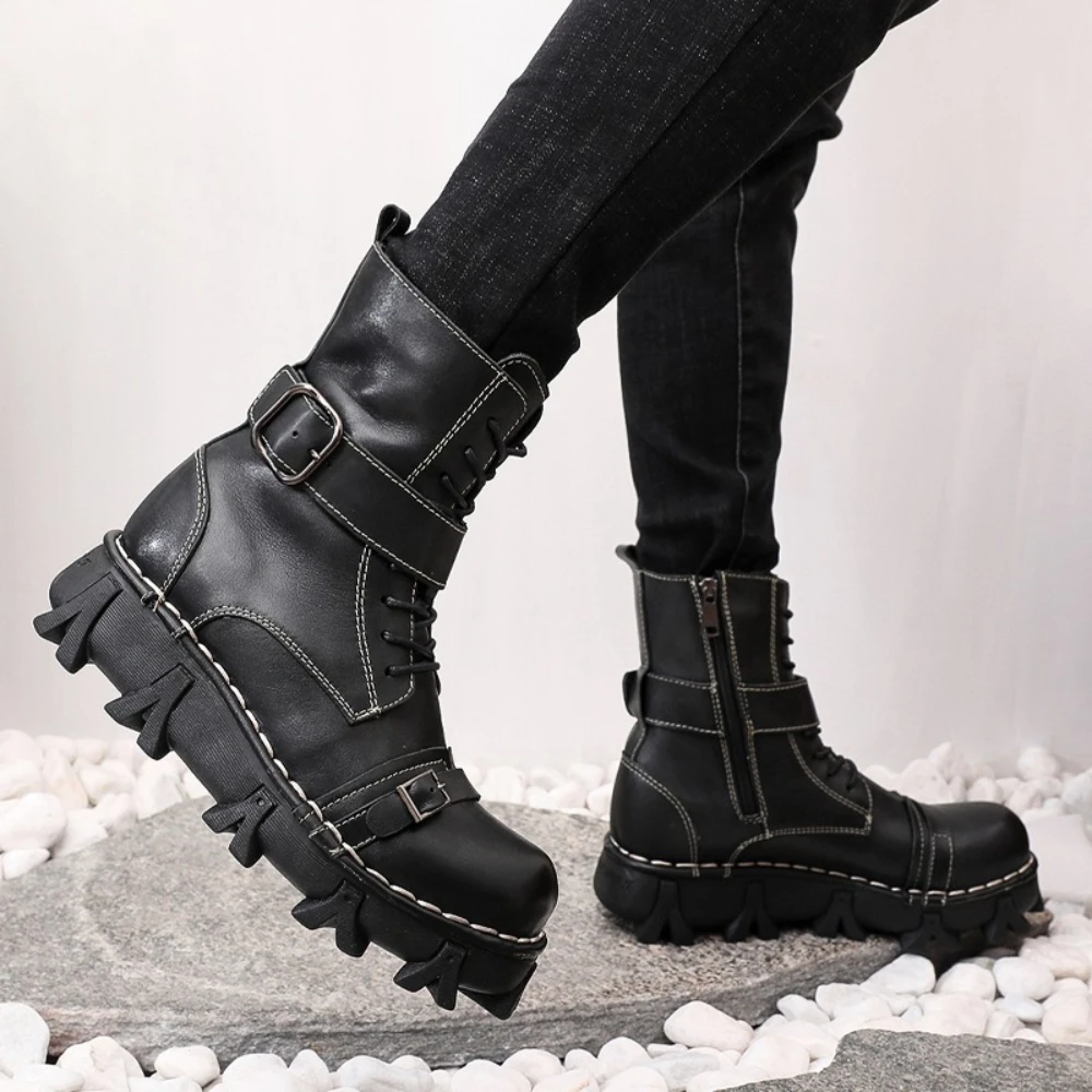 Fashion Men's Genuine Leather  - đánh giá và giá Mens Fashion Combat Boots