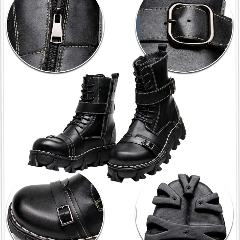 Fashion Men's Genuine Leather  - đánh giá và giá Mens Fashion Combat Boots