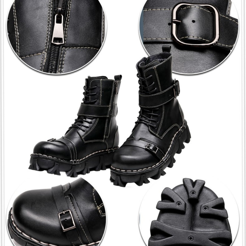 Fashion Men's Genuine Leather  - đánh giá và giá Mens Fashion Combat Boots