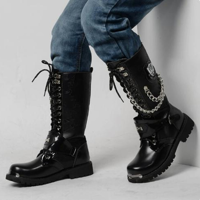 Fashion Men Motorcycle Boots M - đánh giá và giá Mens Fashion Combat Boots