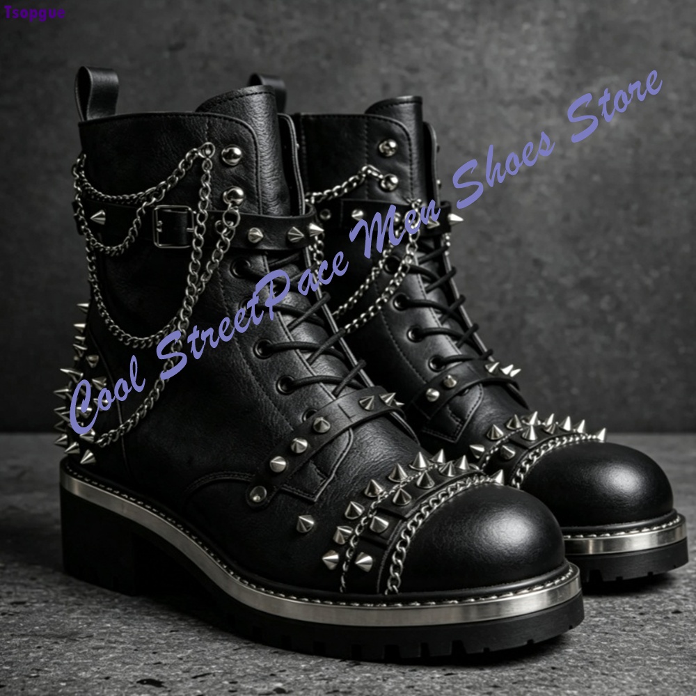 Punk Gothic Ankle Boots Men Me - đánh giá và giá Mens Fashion Combat Boots