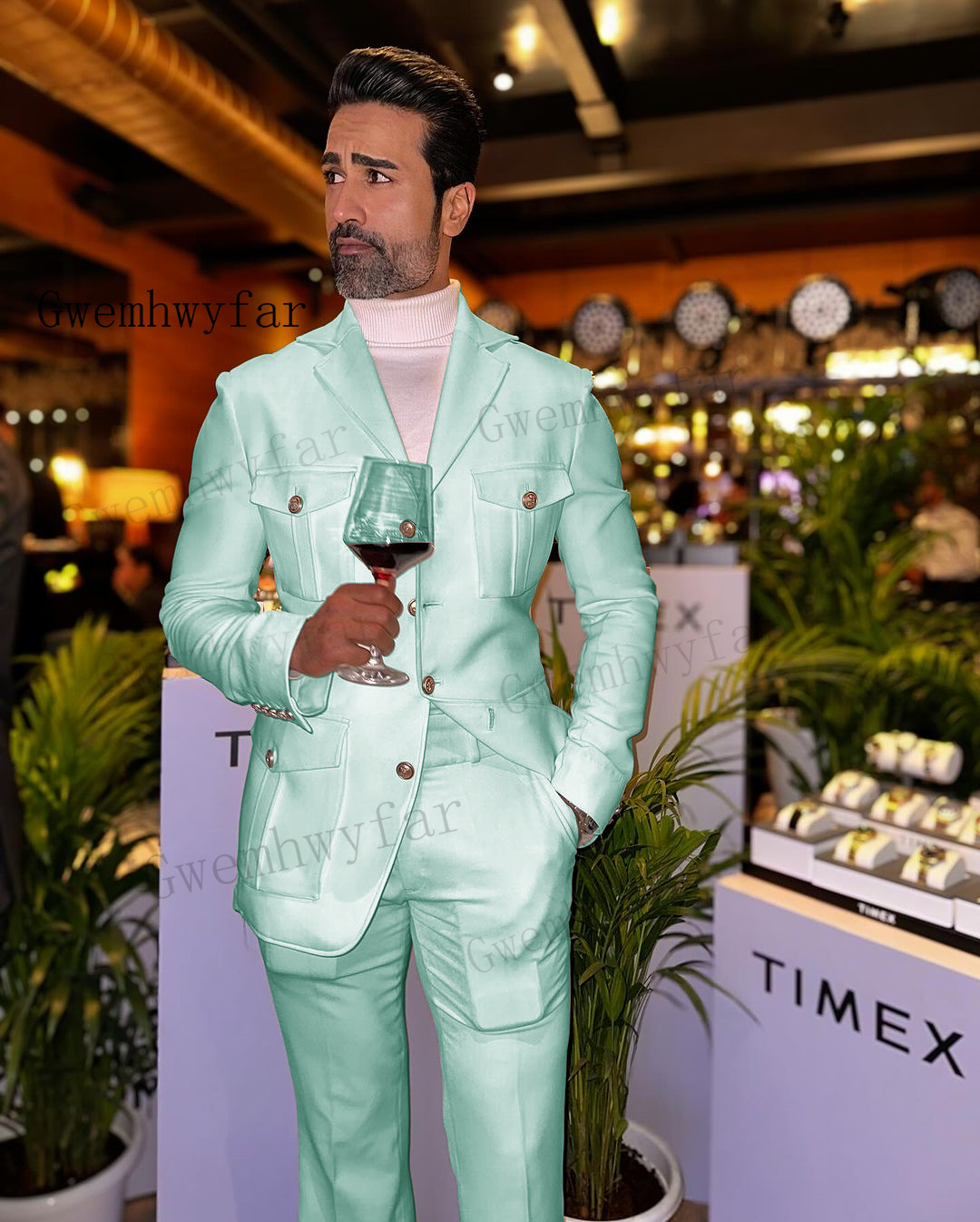 Gwenhwyfar Mint Green Affrica  - đánh giá và giá Slim Fit Blazer Men